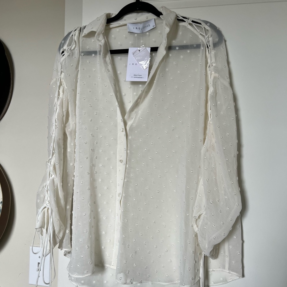 NWT IRO lace up sleeve blouse